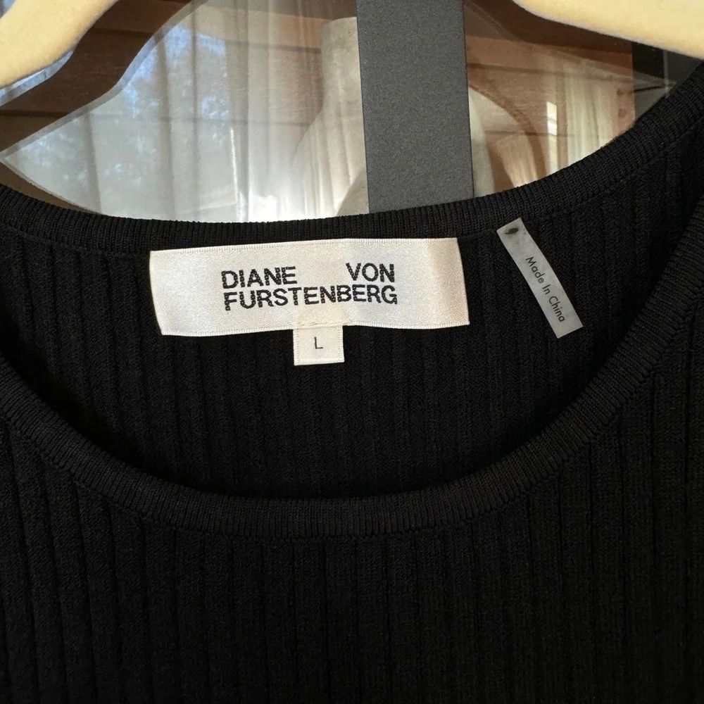 Diane Von Furstenberg blouse tank top ruffles ribbed sweater knit sleeveless - Picture 2 of 8